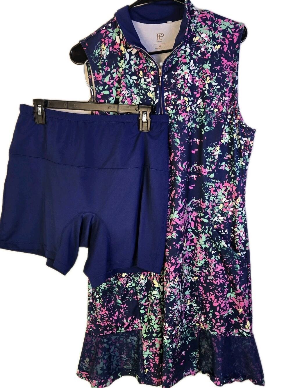 EP New York Womens Sleeveless Floral Ditzy Print Golf Dress Size XL W Shorts Pkt